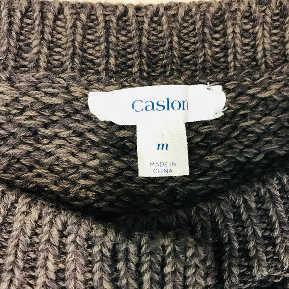 Caslon Brown Chunky Knit Toggle Cotton Sweater M - Picture 5 of 5